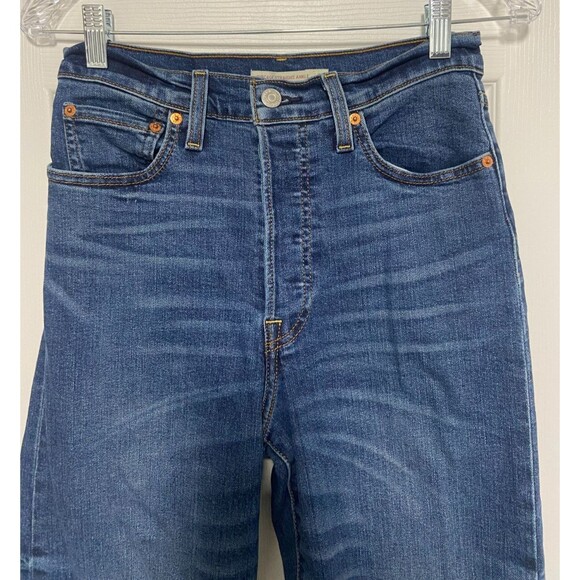 Levi's Jeans Women's 27 On My Honor Blue Denim Ribcage Straight Ankle Button Fly - Picture 5 of 16